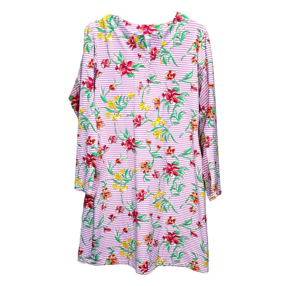 IBKUL UPF 50 Johanna Long‎ Sleeve 1/4 Zip Pink Floral Athletic Dress MEDIUM